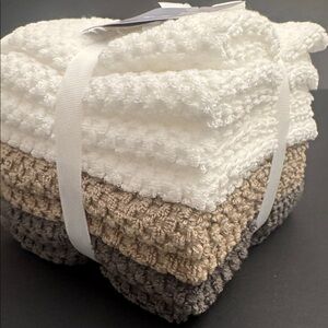8pc TRULY LOU 100% Cotton Bath Wash Towel Set- LG Pique - White/Ten/Gray